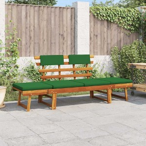 Garden Bench Green, Brown Solid Acacia wood, Polyester Medium - 1 of 4