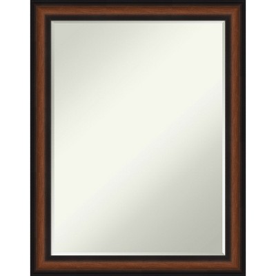 Amanti Art Yale Walnut Petite Bevel Bathroom Wall Mirror 27.5 x 21.5 in.