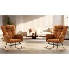 Nursery Rocking Chair Upholstered Padded Seat Rocking Chair with High Backrest,Modern Accent Recliner for Living Room, Bedroom, Cozy Reading(2 pcs) - 4 of 4