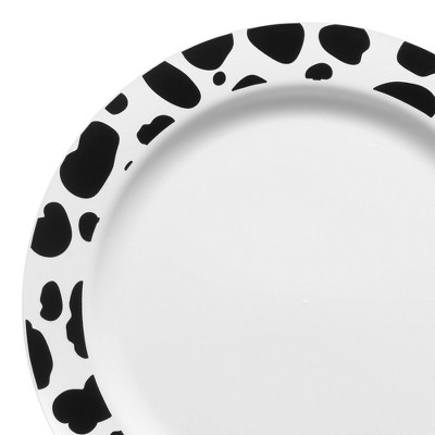 Smarty Had A Party 7.5" White w/ Black Dalmatian Spots Plastic Salad Plates - 120 pcs