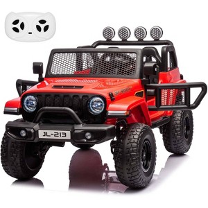 24V 2-Seater Kids Ride On Truck, Electric Car w/Remote, 2WD/4WD Switch, Suspension, LED Lights, Music, Storage Trunk - 1 of 4
