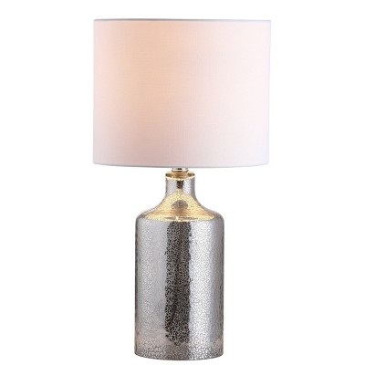 Contemporary Silver and White Glass Table Lamp, 19" Height