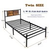 Twin Size Bed Frames with Wood Headboard and Footboard,Strong Metal Slats Support for Twin Bed Platform,No Box Spring Needed,Easy Assembly - 3 of 4