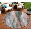 Salmon And Denim Blue Abstract Washable Indoor Outdoor Area Rug - 2 of 4