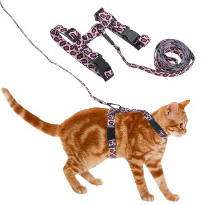 Unique Bargains Escape Proof Lightweight Cat Harness and Leash Set for Large and Small Cat Travel Walking Pink - 1 of 4