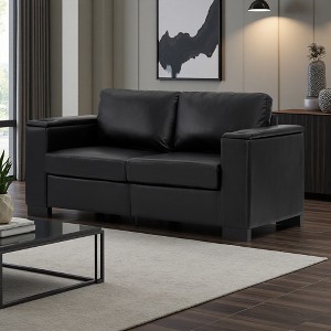 67.7" PU Leather Loveseat with Storage & Cup Holder - 1 of 4