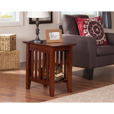 Mission Style Walnut Wood Rectangular End Table Set
