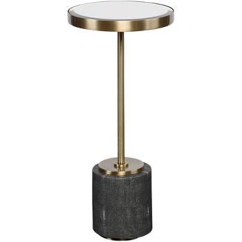 Uttermost Modern Glam Brushed Brass Round Accent Table 11 3/4" Wide Gold Mirror Tabletop for Living Room Bedroom Bedside Entryway