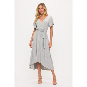 WEST K Women's Georgia Knee-length Faxu Wrap Knit Dress - 1 of 4