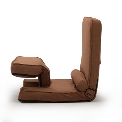 Vynxaria Multi-Functional Foldable Sofa - Adjustable Angles & Pillow in Dark Brown