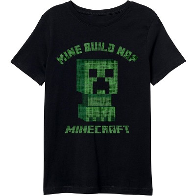 Minecraft Creeper Mine Build Nap Boy’s Black T-shirt