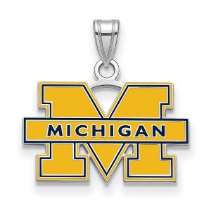 Black Bow Jewelry Sterling Silver Michigan Wolverines NCAA Small Pendant - 1 of 3