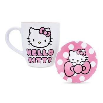 HelloKitty Glass Cup with Cover Mug Cup Espresso Coffee Tea Milk 400 Ml  13.5 Oz Best Gift For Office And Personal Birthday Inspired by You.