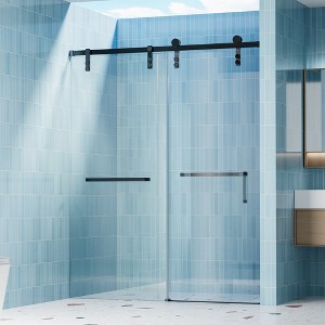 NicBex Shower Door Frameless Single Sliding Shower Doors, 5/16" (8mm) Thick Tempered Glass with Explosion-proof Film for Bathroom - 1 of 4