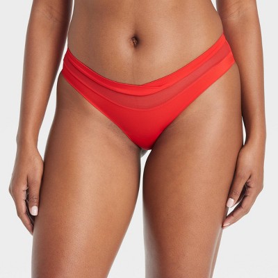 Women's Invisible Edge Cheeky Underwear with Mesh - Auden™ Red L