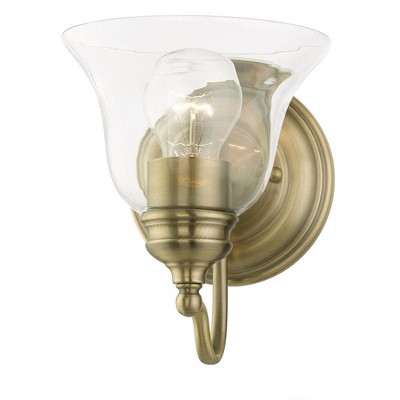 Antique Brass Moreland Dimmable Vanity Sconce with Hand Blown Glass
