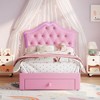 Twin Size Headboard Bed Frame with Storage Drawer, Upholstered Platform with Lights, Noise Free for Kids, Teens - 3 of 4