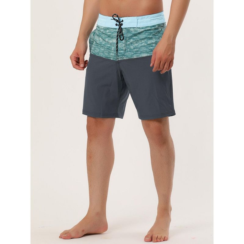 Lars Amadeus Men's Summer Color Block Shorts Drawstring Stripe Swim Beach Board Shorts, 2 of 7