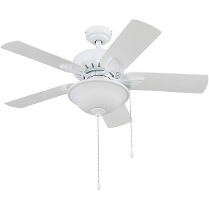 Portage Bay Viretta 42" Ceiling Fan with Light, Quiet Motor & Pull Chain, White - 1 of 4