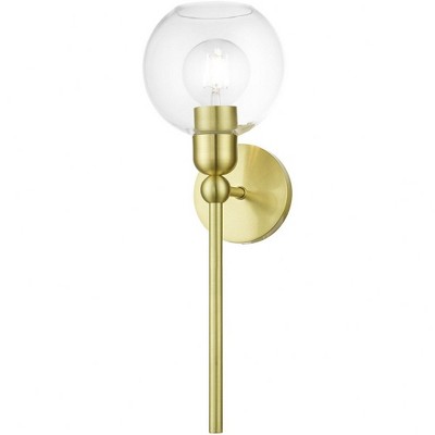 Satin Brass Downtown Sphere Glass 1-Light Sconce