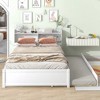 Lycvki Pine Wood Bed with Trundle and Bookcase - 3 of 4