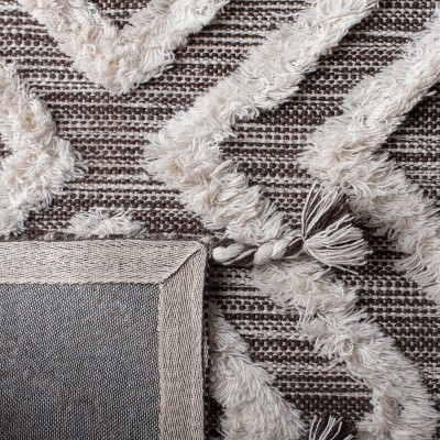 Kenya Hand-Knotted Brown and Ivory Wool Area Rug