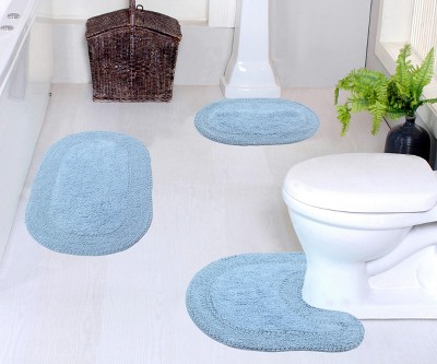 Double Ruffle Collection Cotton Ruffle Pattern Tufted Set of 3 Bath Rug Set - Home Weavers