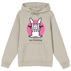 It's Happy Bunny Not Listening on Natural Adult Hoodie - 1 of 2