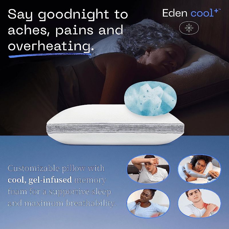 Coop Home Goods Eden Cool+ Pillow,  Plus Memory Foam with Cooling Gel, Back, Stomach or Side Sleeper, CertiPUR-US/GREENGUARD Gold, 5 of 10