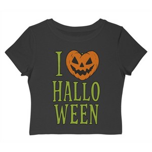Rerun Island Women I Love Halloween Smiling Pumpkin Short Sleeve Graphic Cotton Baby Tee - 1 of 4