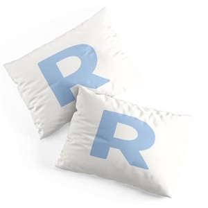 Deny Designs Standard April Lane Art Block Blue Monogram R Microfiber Printed Pillow Sham - 1 of 3