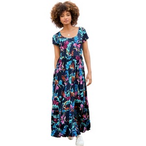 short sleeve flowy maxi dress PRETTYGARDEN Women's Boho Maxi Dresses Floral Short Sleeve V Neck A Li main image 0