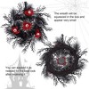 Halloween Wreath, 18 Inch Front Door Halloween Decorations Black Wreath with Spiders Roses Eyeballs - 3 of 4