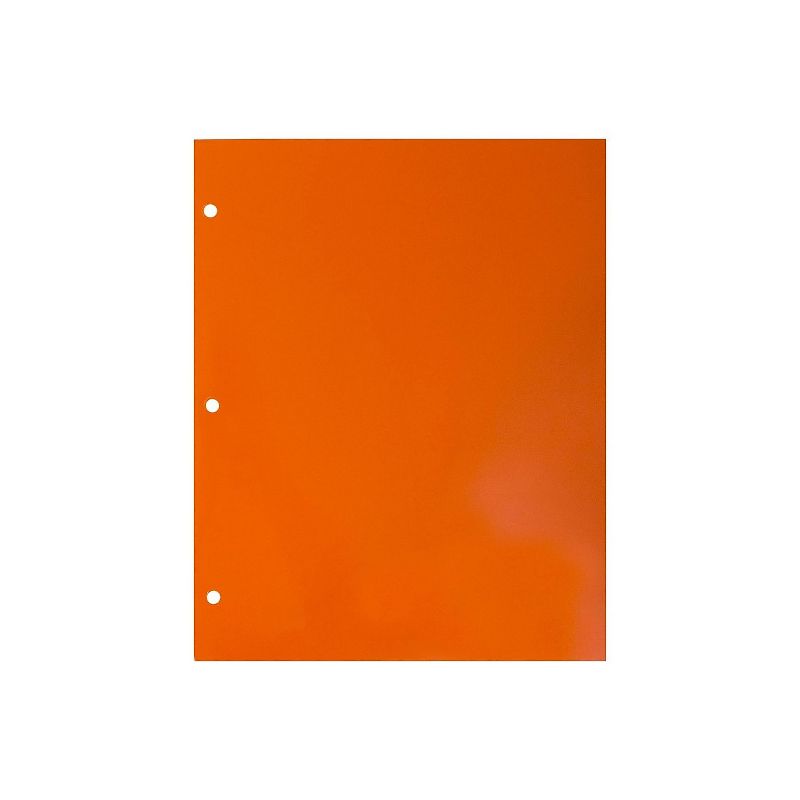 JAM Paper Laminated Glossy 3 Hole Punch Two-Pocket School Folders Orange 385GHPORD, 4 of 5