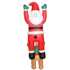 Outsunny 7FT Hanging Christmas Inflatable Santa with Dog, Blow Up Christmas Decoration with Built-in LED Lights for Garden, Indoor Outdoor Home Decor - 1 of 4