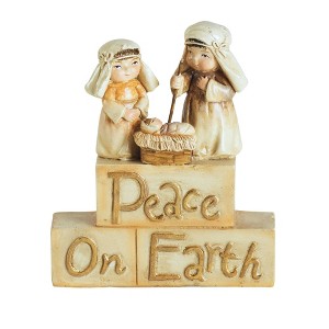 Dicksons Holy Family Peace On Earth Cream and Gold Tone 3.6 Inch Resin Christmas Tabletop Figurine - 1 of 2