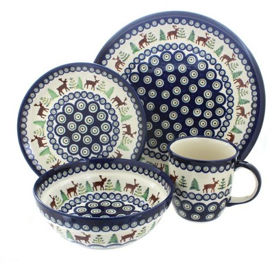 Blue Rose Polish Pottery Zaklady Dinnerware (16 PC)