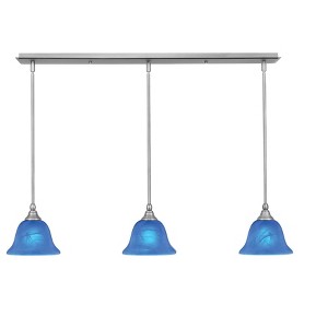 Toltec Lighting Any 3 - Light Chandelier in  Brushed Nickel with 7" Blue Italian Shade - 1 of 1