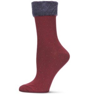 Memoi Women's Pindot Soft-Fit Thick Cuff Cotton Rich Crew Sock - 1 of 4