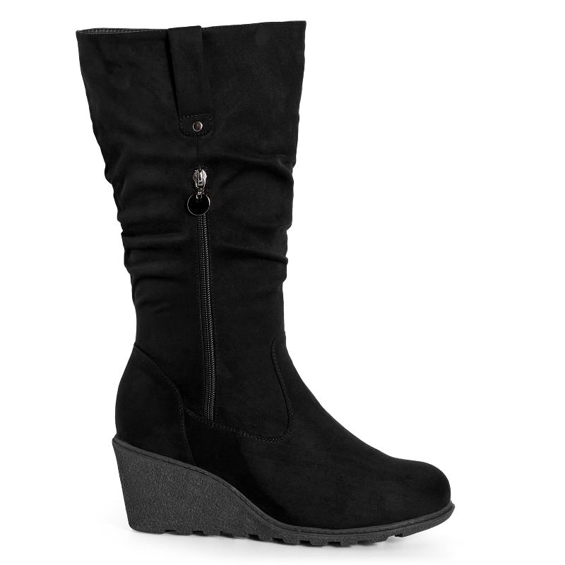 Women's Wide Fit Imperial Tall Boot - Black | EVANS, 1 of 9