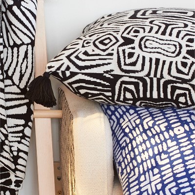 Rochelle Porter Black and White Cotton Accent Pillow with Tassels