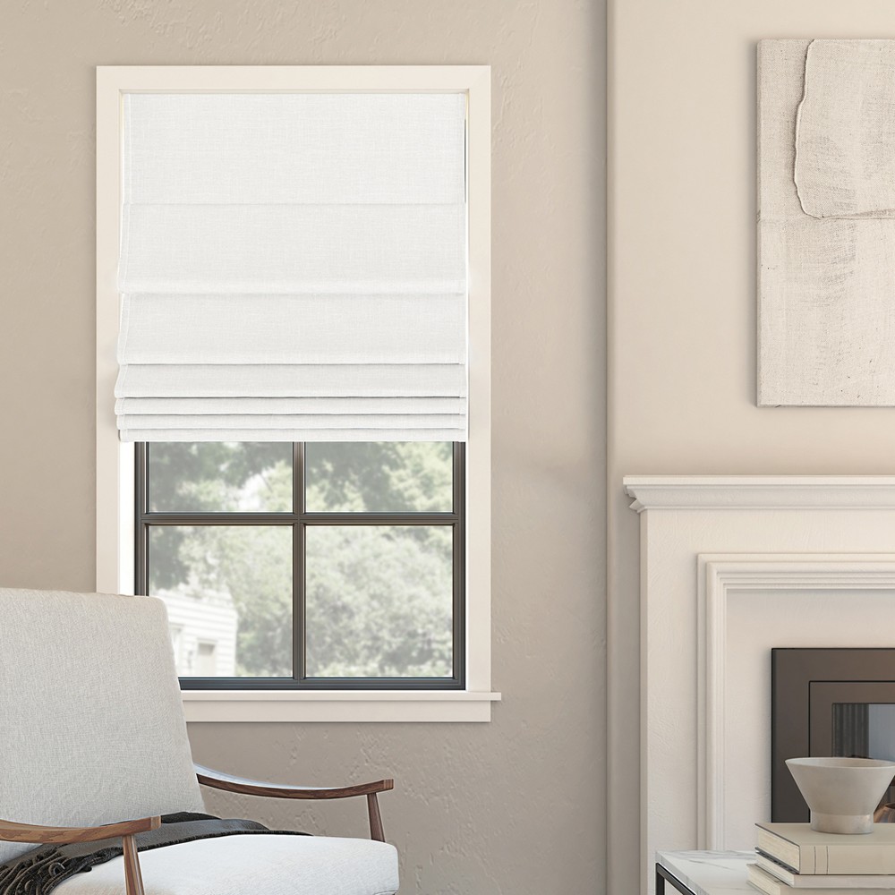 39"x64" Sun Zero 100% Blackout Somerton Textured Cordless Roman Window Shade White: Indoor Blinds & Shades