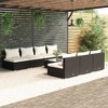vidaXL 8 Piece Patio Lounge Set, Black Poly Rattan with Cream Cushions, Weather-Resistant, Modular Design, Comfortable Seating Outdoor Furniture - 2 of 4