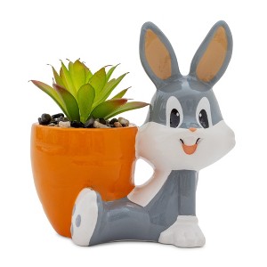 Silver Buffalo Looney Tunes Bugs Bunny 5-Inch Ceramic Mini Planter With Artificial Succulent - 1 of 4