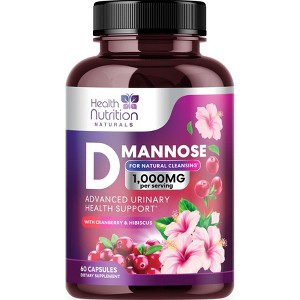 D-Mannose Capsules 1350mg with Cranberry UTI Support & Cleanse, Bladder Health - 120 Capsules;180 Capsules;60 Capsules - 1 of 4