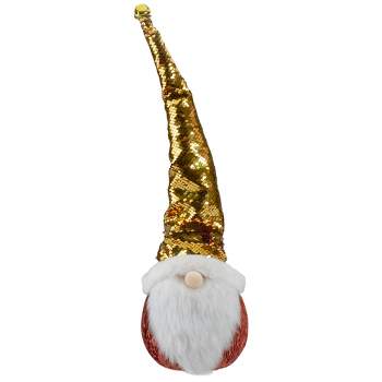 Northlight 20" Gold Sequin Santa With a Pointed Winter Hat Christmas Tabletop Decor