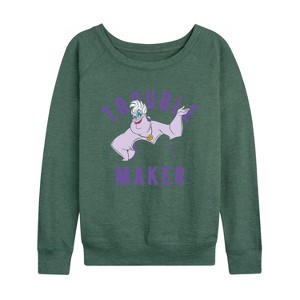 Women's - Disney Villains - Trouble Maker Lightweight French Terry Wide Neck Long Sleeve Shirt - 1 of 4