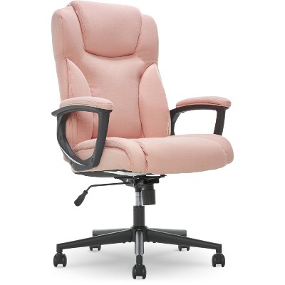 Pink Microfiber High Back Swivel Executive Chair with Fixed Arms