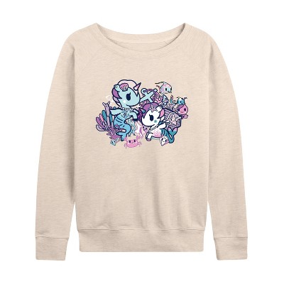 Women's - Tokidoki - Unicorno Galaxy Ocean Mermaids Lightweight French Terry Wide Neck Long Sleeve Shirt