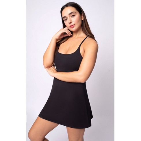 90 Degree By Reflex Womens Lux Dress With Built-in Bra And Shorts - Black -  Small : Target